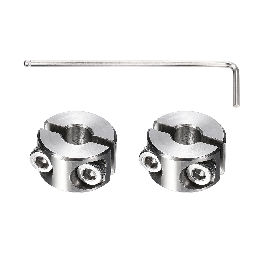 MECCANIXITY 2Pcs Double Split Shaft Collars 6mm Bore Clamping Collar Silver