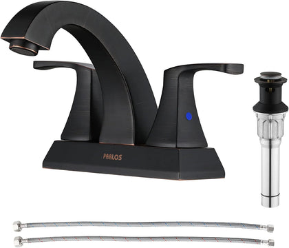 Oil Rubbed Bronze Bathroom Faucet 4 Inch Centerset for Utility Sink | Mid Arc, 2 Handle Lead-Free Bathroom Faucet