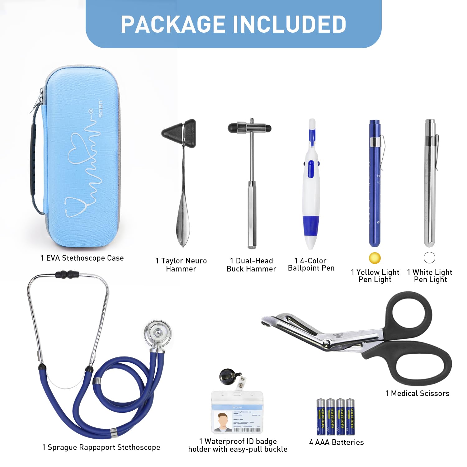 13 Pcs Stethoscope Case Kit, Supplies Inclued, Perfect Nurse Gift Include Stethoscope, Medical Scissors, Penlights