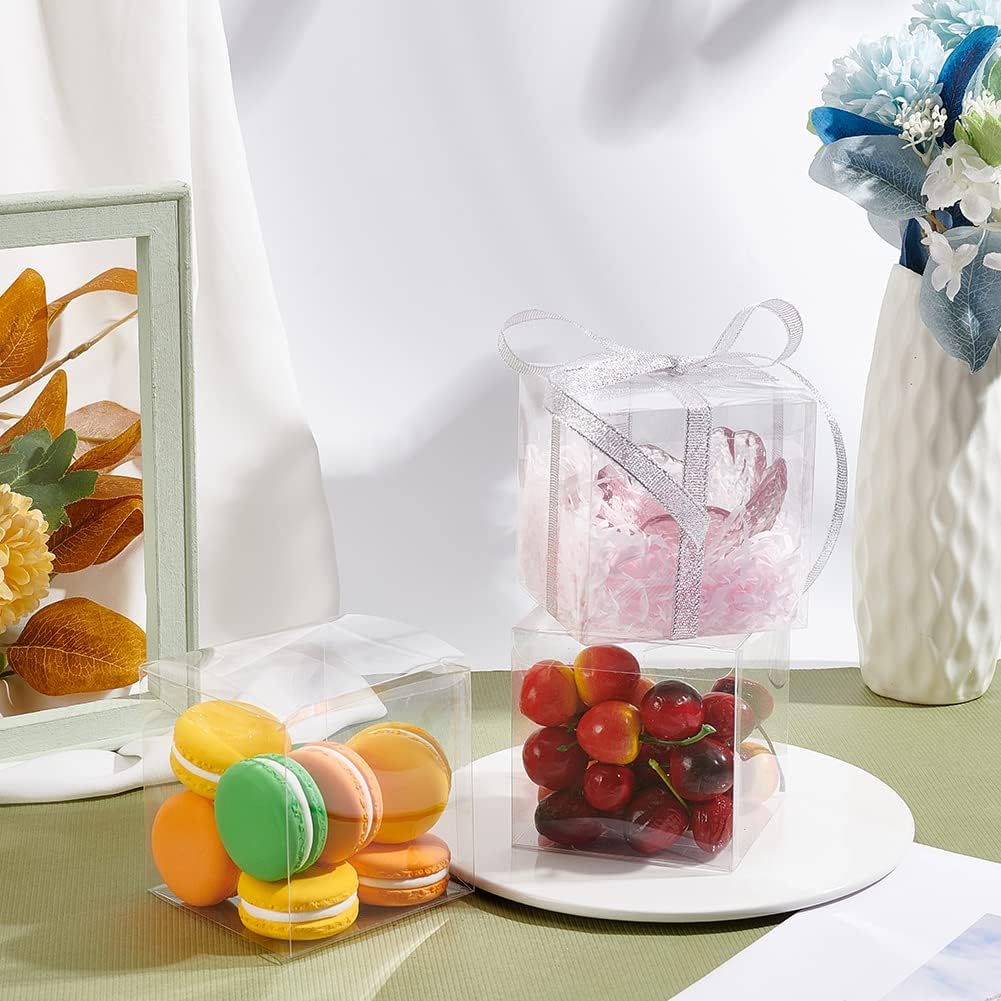 30 Pack 3.5x3.5x3.5 Inch Clear Plastic Easter Party Favor Box PVC Candy Gift Wrap Boxes for Wedding Party Candy