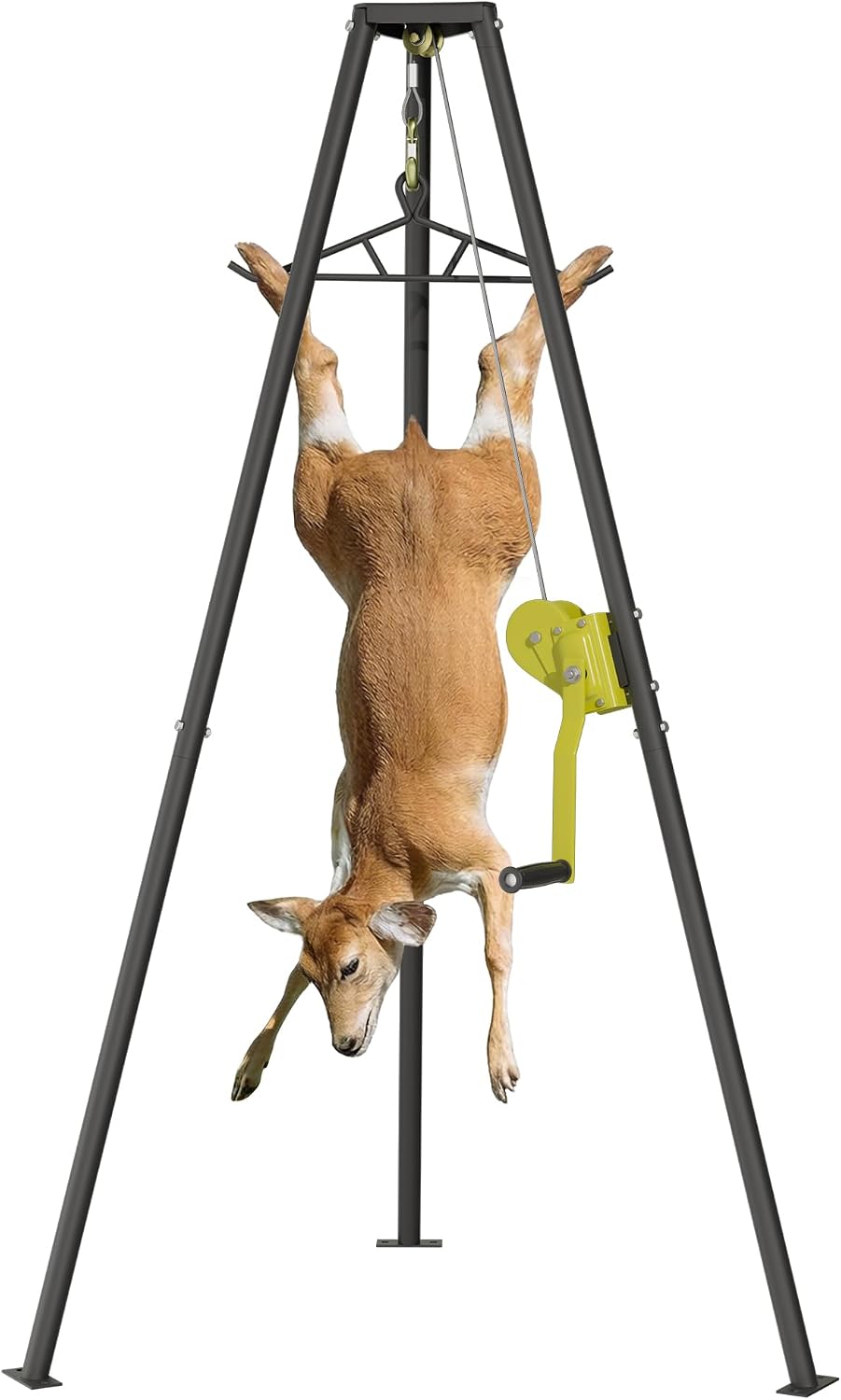 Deer Hoist,Tripod Game Stand with Gambrel and Manual Crank for Hanging Game,Portable Deer Hanger for