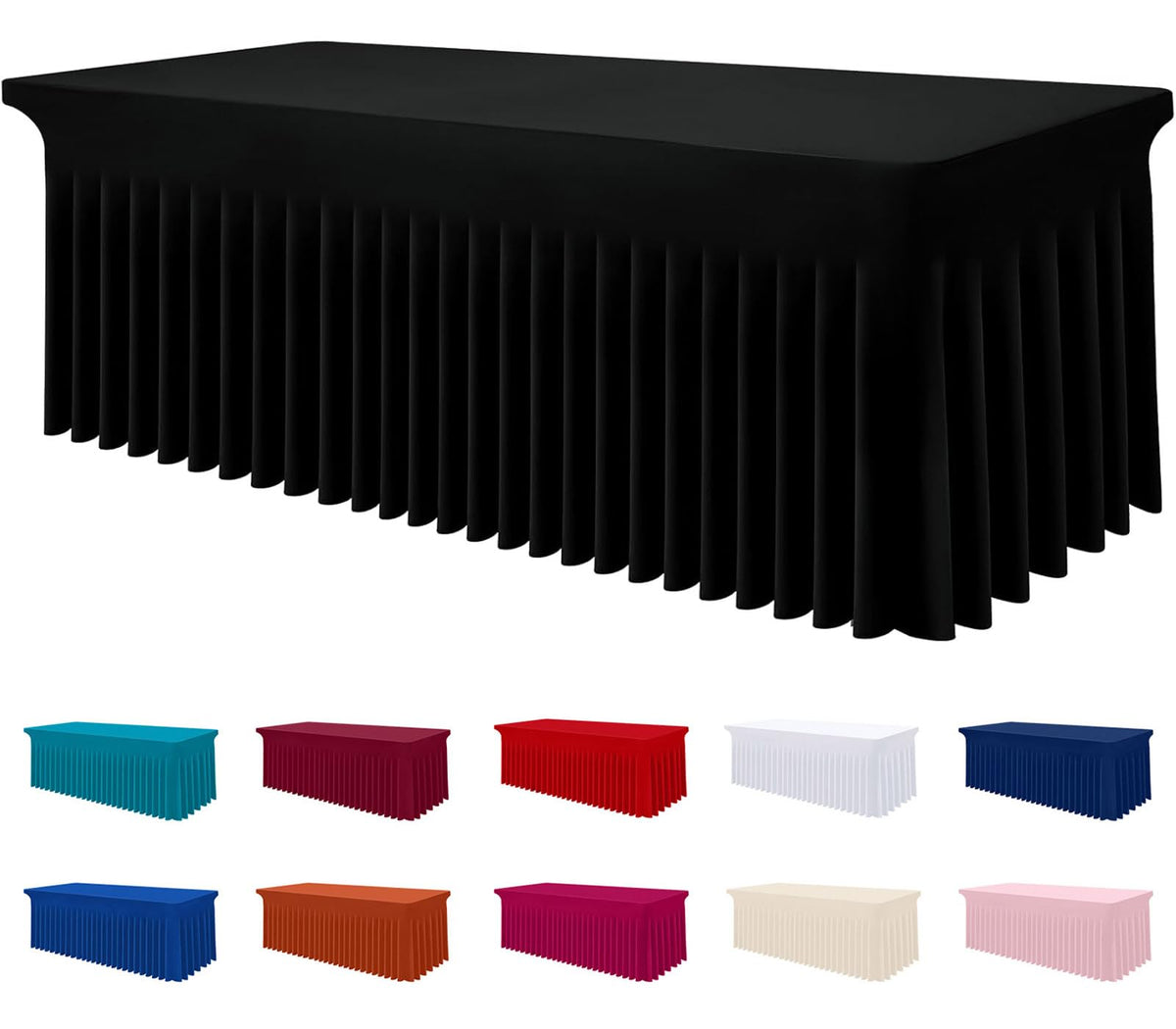 Spandex Elastic Fitted Table Cloth Skirt for 8FT Rectangle Table