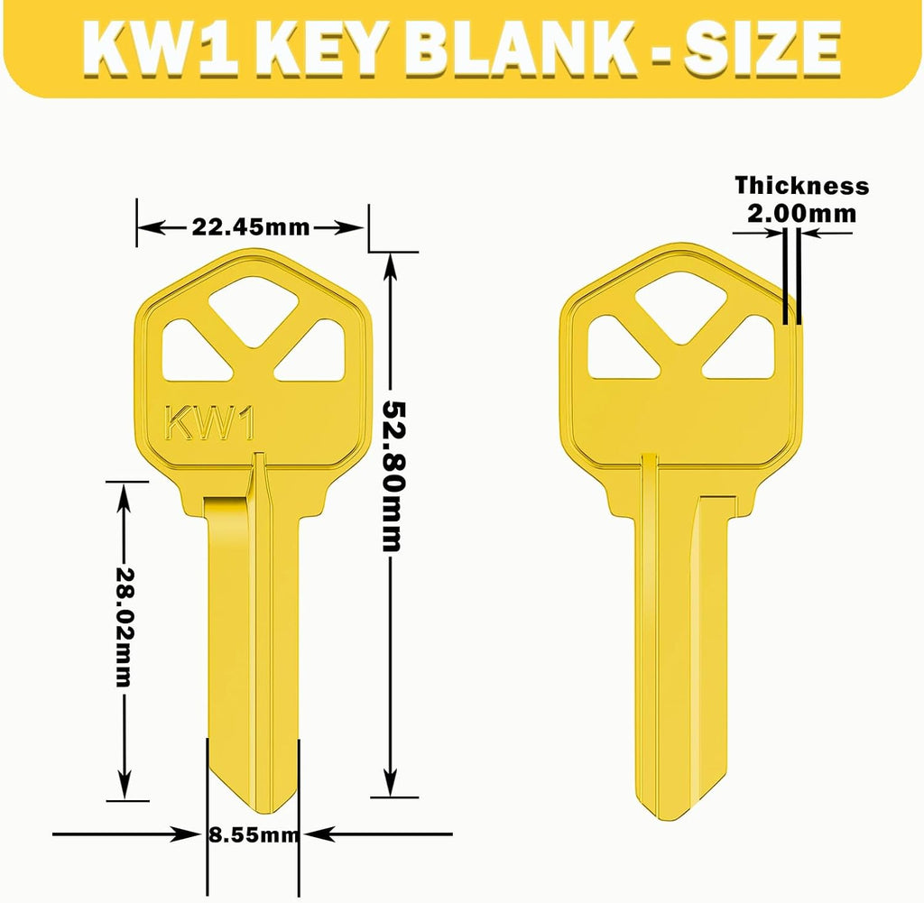 Key Blanks in Premium Quality Brass Assortment | Uncut Key Blanks 20 KW1, 20 SC1, 10 M1 for Home and Professional Use