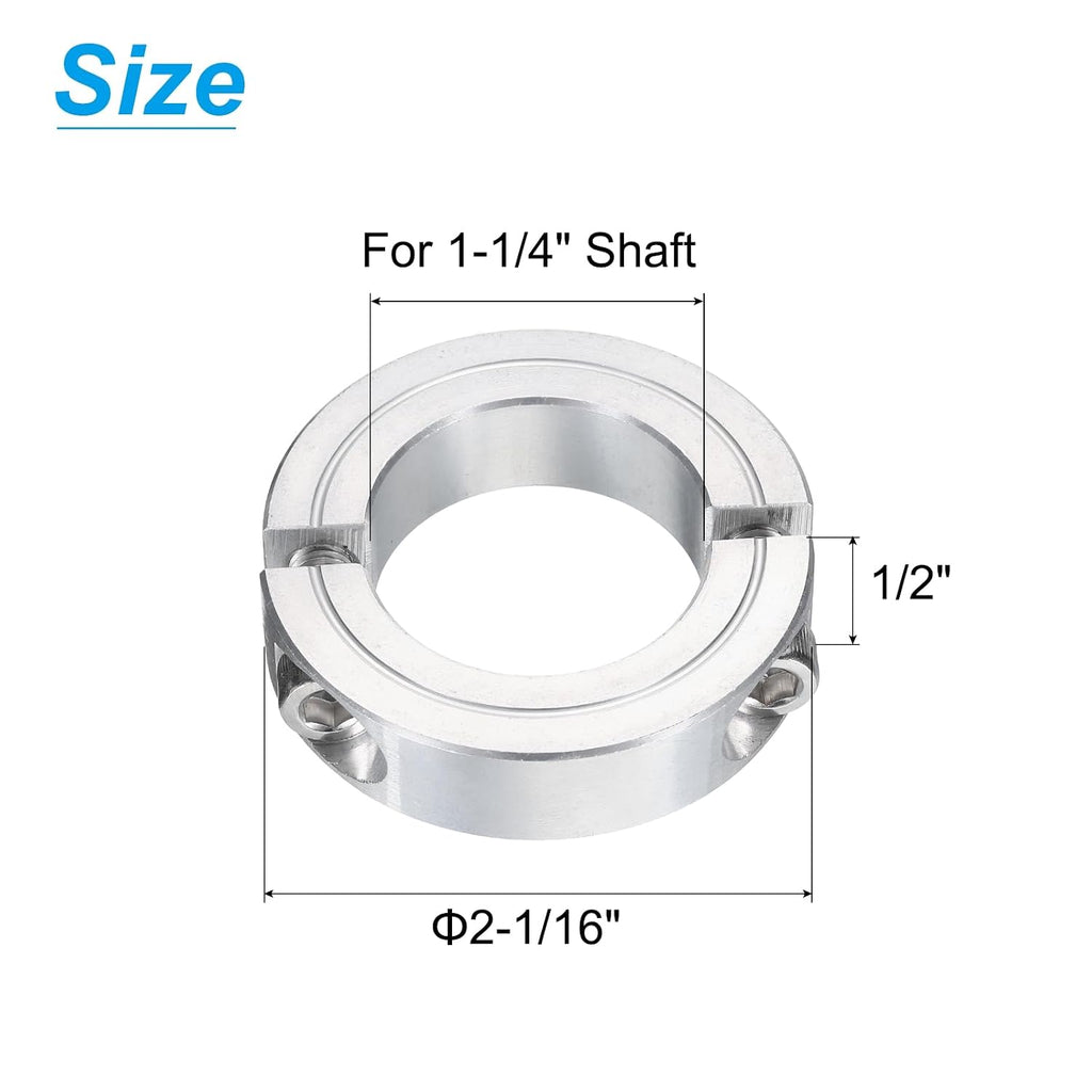 uxcell Double Split Clamp-On Shaft Collar 1-1/4" Bore, Aluminum Alloy
