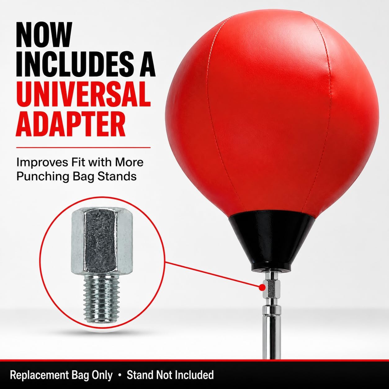 Heavy-Duty Punching Bag Replacement – Desktop, Pedestal & Floor, No Stand | Updated with Universal Adapter for