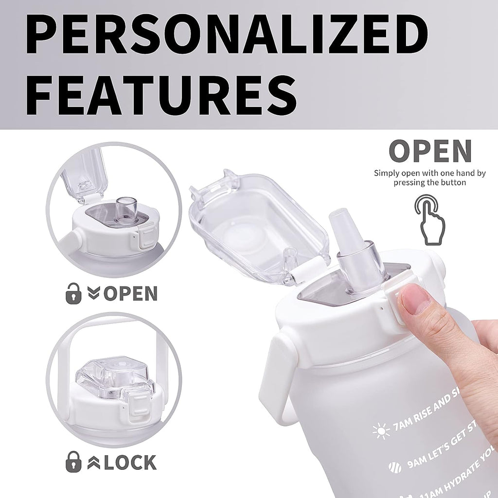 64oz,100oz,128oz Large Motivational Water Bottle with Time Marker, Leakproof & BPA Free Half Gallon Big Water Bottle