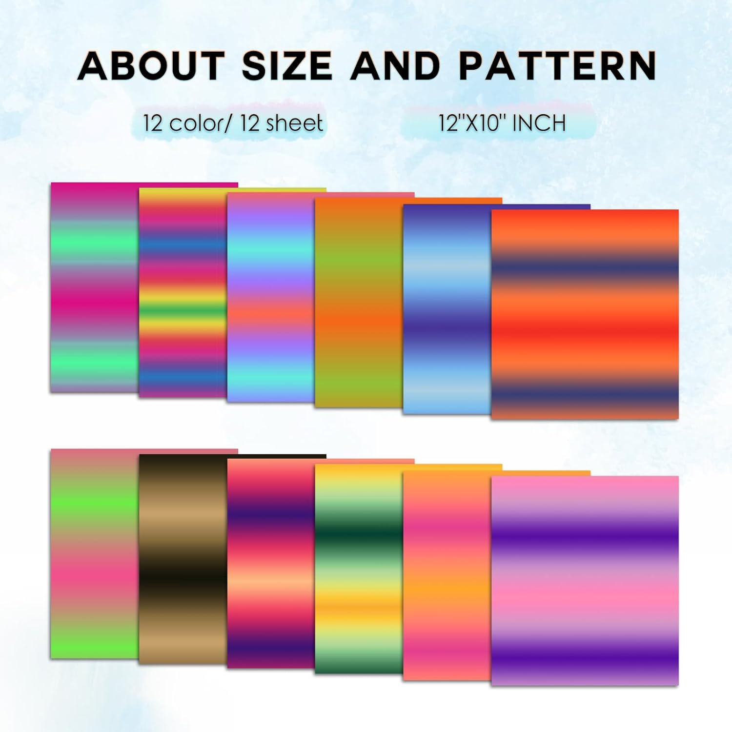 Gradient Rainbow Sublimation Ink Transfer Paper 12 Sheets 12"x10" | Watercolor sublimation transfer sheets,works with