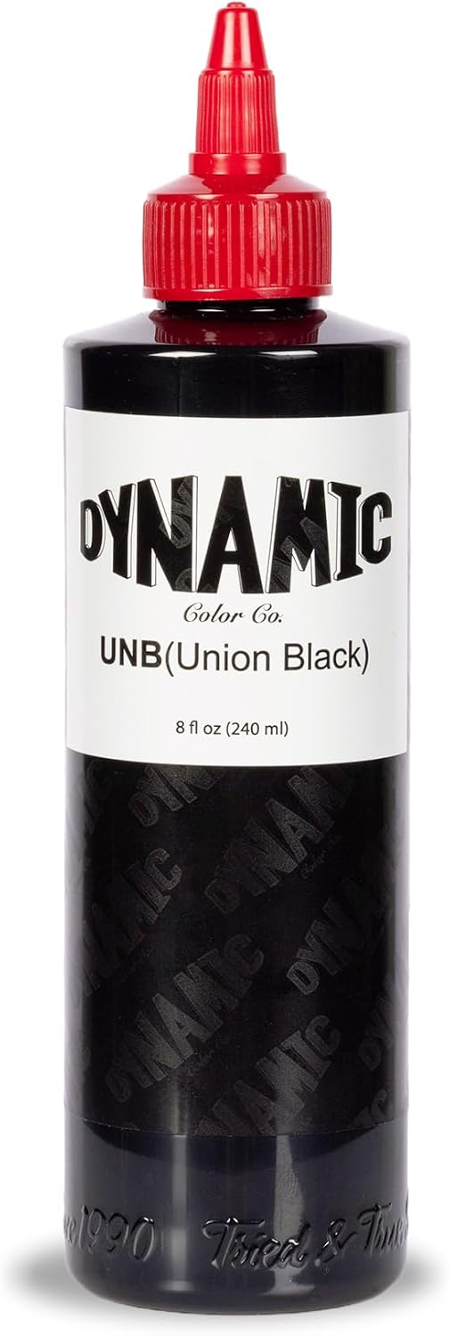 Dynamic Color Union Black Tattoo Ink, Made in Spain, Reach Compliant, 8 oz