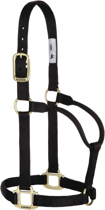 Weaver Leather Original Non-Adjustable Nylon Horse Halter, Black, Yearling