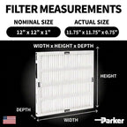 Parker 12x12x1 MERV 8 Xtreme Plus Pleated HVAC Air Filter. 6 Pack