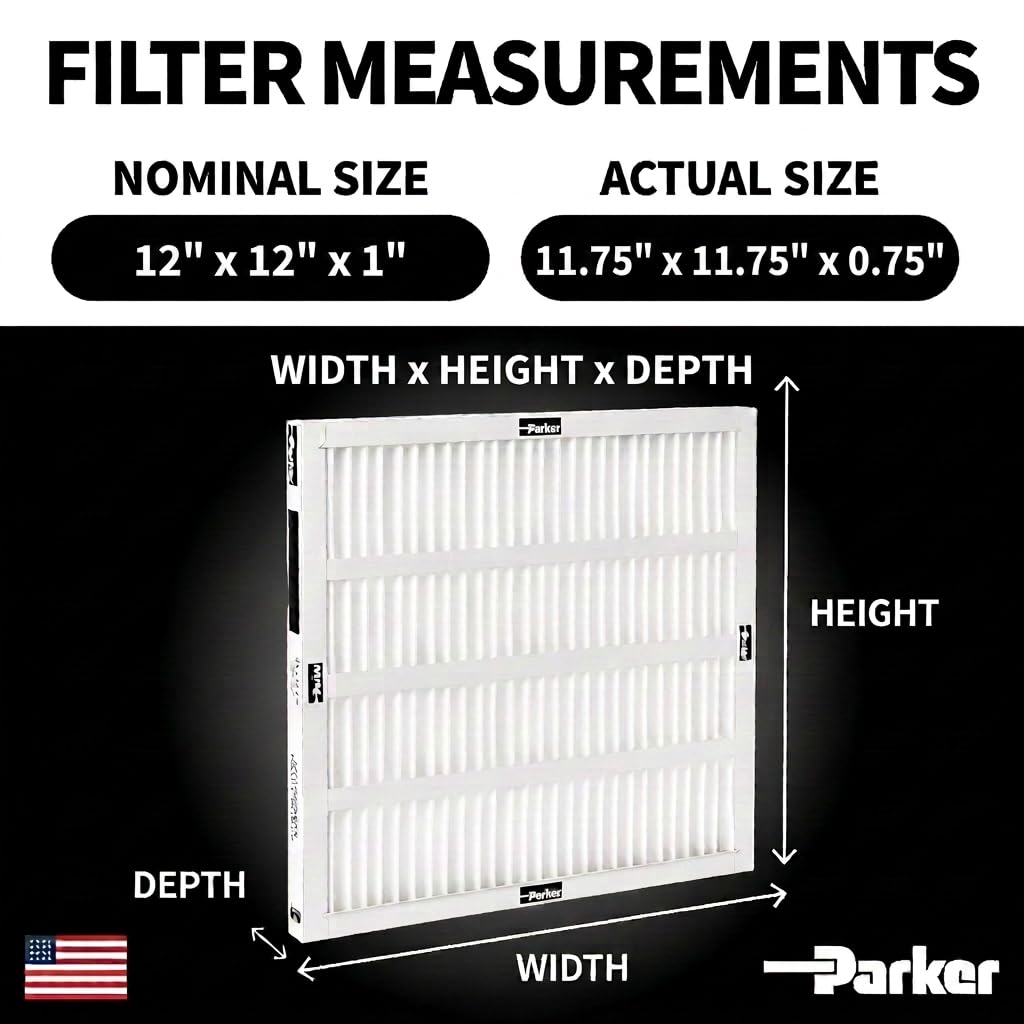 Parker 12x12x1 MERV 8 Xtreme Plus Pleated HVAC Air Filter. 6 Pack