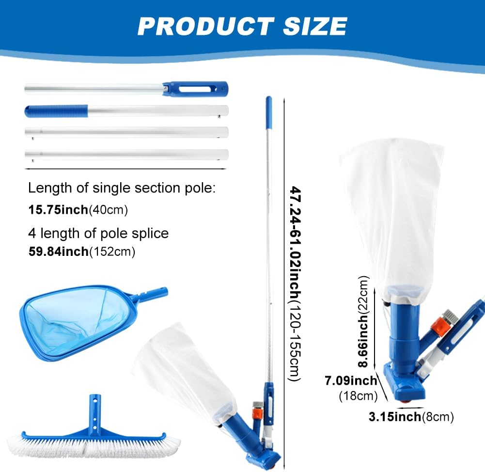 Pool Skimmer Net, Swimming Pool Cleaning Kit, Vacuum Cleaner Bottom Brush Mesh Leaf Bag Semi-deep Skimmer Net &