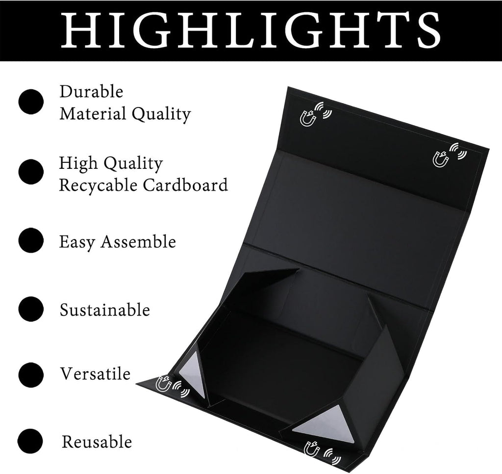 Black Gift Box, 12x6x4 Inch Gift Boxes for Presents & Packaging