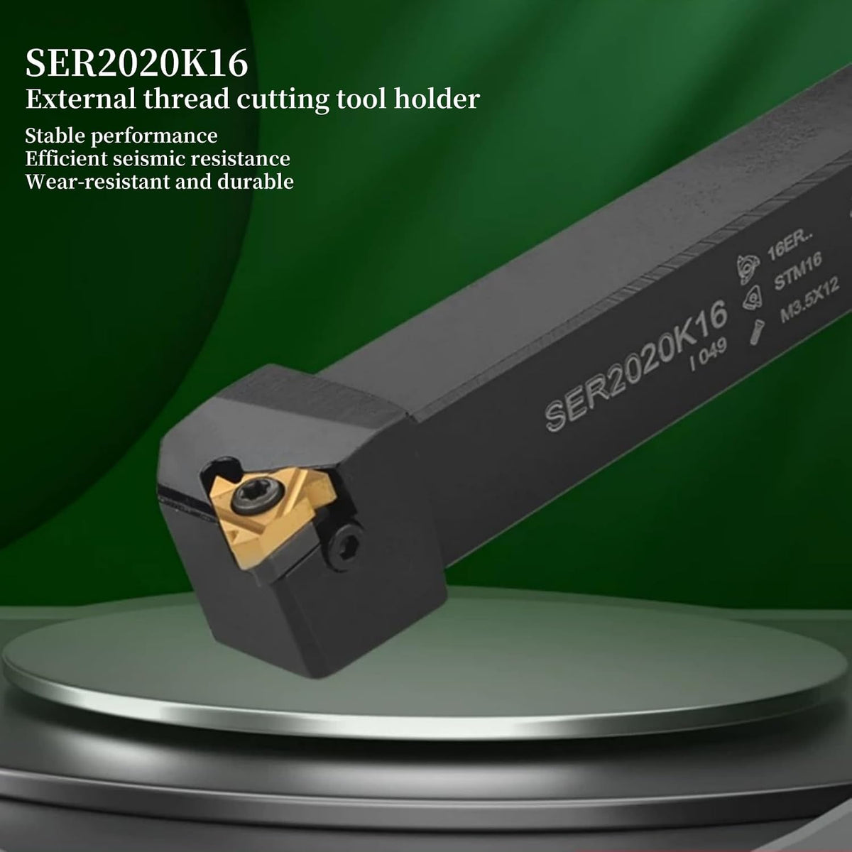 Lathe Tool Threading Solution: SER2020K16 Turning Tool Holder with Indexable Lathe Tool Threading Insert 16ER AG60 for Efficient Lathe Thread Cutting (Alloy Spring Steel 60Si2Mn)