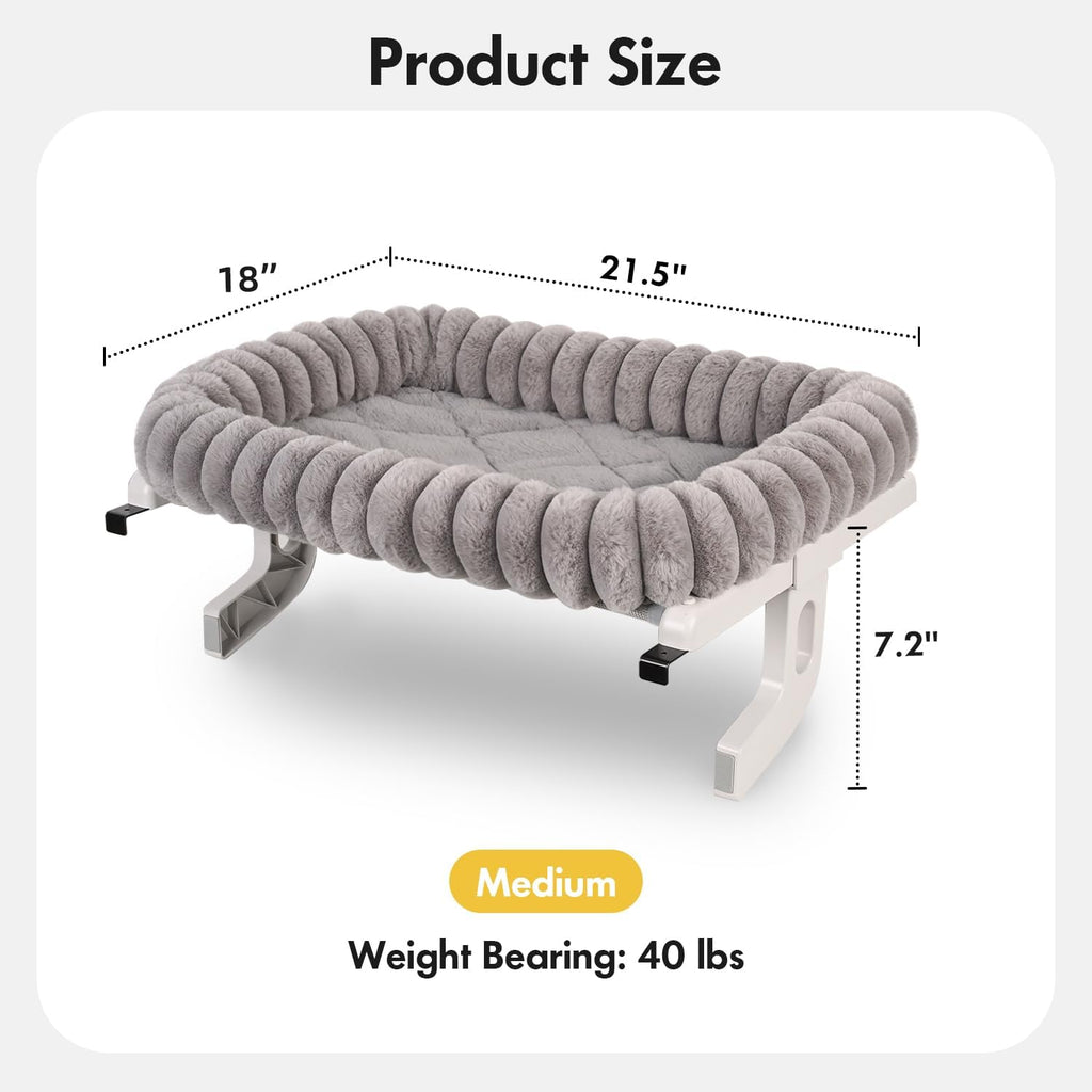 Cloud-Cuddle Cat Window Perch with 4-Sided Bolster, Zipper Design Cushion Window Seat for Window Sill, Sturdy Metal