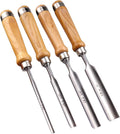 4-Piece Wood Chisel Set, 8mm 12mm 18mm 25mm | CR-V Steel Curved Outer Edge Gouge, Sharp Wood Carving Chisels, Firm