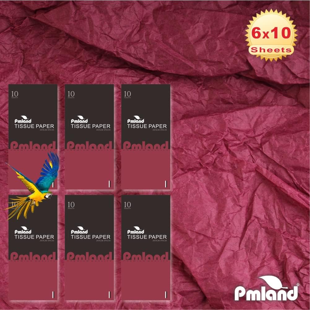 Premium Quality Gift Wrapping Paper - Burgundy Color - 20 Inches x 26 Inches 60 Sheets
