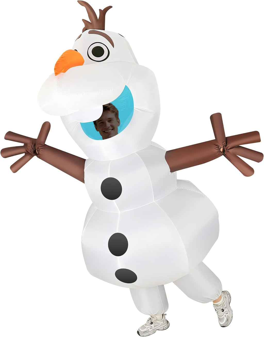 Olaf Inflatable Costume Adult, Blow Up Snowman Suit with Dual Fans, One Size Fits All Under 6.2ft, Funny Fancy Dress
