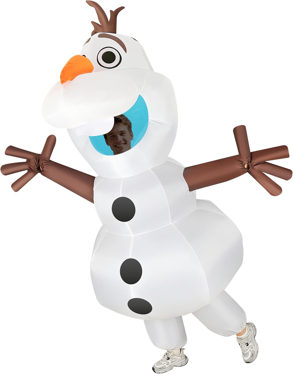 Olaf Inflatable Costume Adult, Blow Up Snowman Suit with Dual Fans, One Size Fits All Under 6.2ft, Funny Fancy Dress