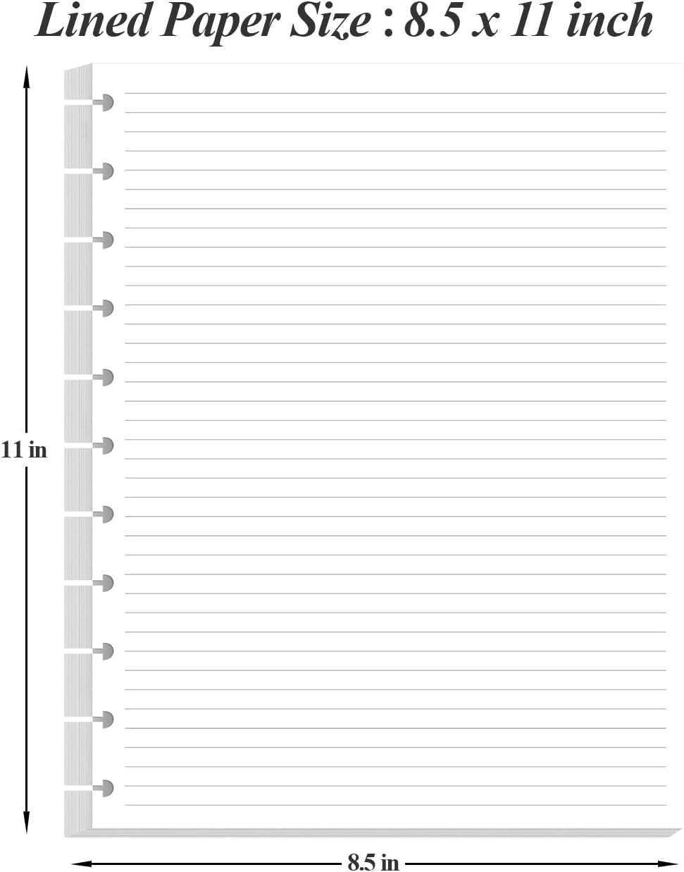 Letter Size Discbound Refill Paper, 11 Disc Paper Refill for Note-Taking System Discbound Planner, 100Sheets /
