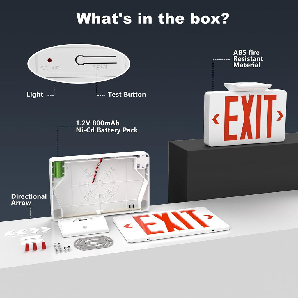 LED Exit Sign with Emergency Light,Double-Sided&Battery Backup 2Pack