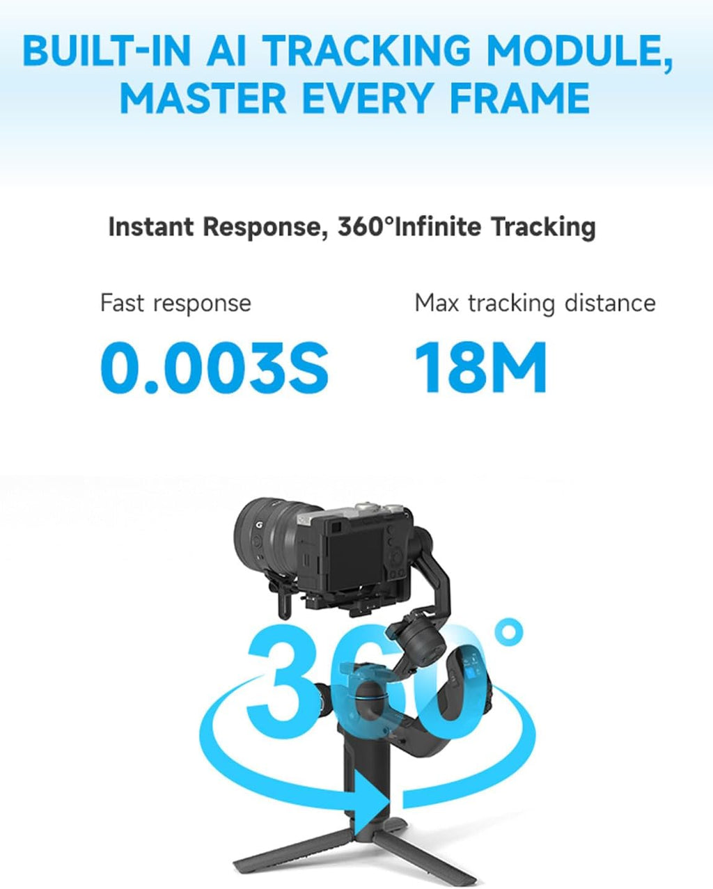 SCORP Mini-3-Pro Gimbal Stabilizer for Camera Mirrorless/Compact/Action Cameras,Smartphone,18m AI Tracking,Detachable