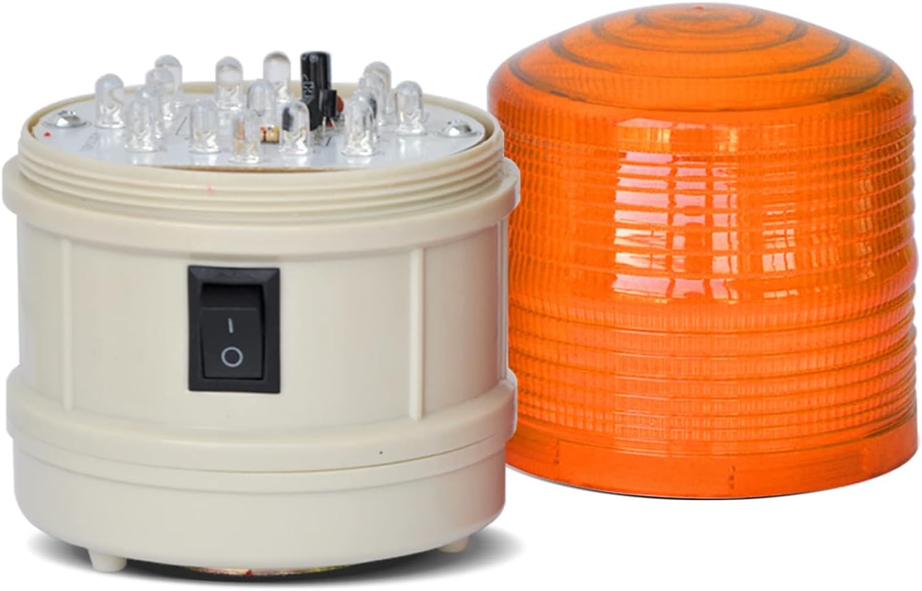 Led Strobe Lights Magnetic Battery Amber Flashing Beacon Light with No Sound Emergency Lights for Vehicles Trucks Car