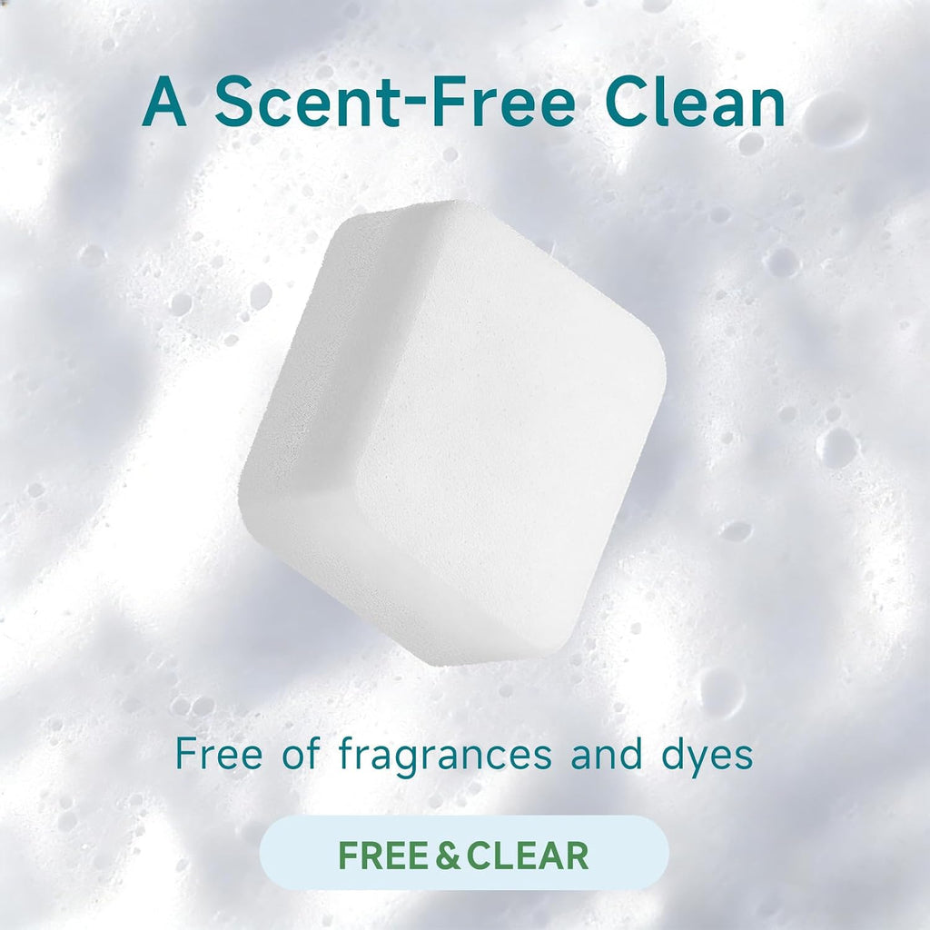 100% Plastic-Free Dishwasher Tablets, Free & Clear, 32 Count
