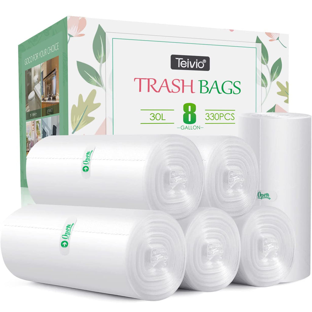 Medium Clear Trash Bags 8 Gallon 330 Count Kitchen Garbage Bags