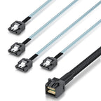 10Gtek MiniSAS HD SFF-8643 Breakout to 4xSATA Cable, for Server JBOD/Storage Tray & SAS RAID Controller Compatibility, 0.75~0.8m(2.46~2.62ft)