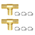 Joywayus 2Pcs 1" Brass Tee Hose Barb Fitting,3 Way Union Splitter