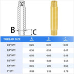 ChillWaves Brass Pipe Fitting, Long Nipple Pipe 1/2" NPT Male x 1/2" NPT Male Thread 4" Length(100MM)(1-PACK)