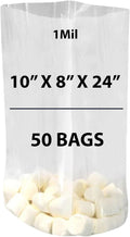 Clear Gusseted Bags 1Mil, 10" X 8" X 24" & 50 Bags | LDPE Material, For Food Packaging, Storage & Display | Heat