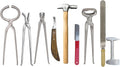 Horse Farrier Tool Kit – 9 Piece Complete Hoof Care Set with Hoof Nippers, Hoof Knife, Rasp, Clincher, Puller, Hammer