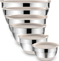 Mixing Bowls with Airtight Lids, 6 piece Stainless Steel Metal Nesting Storage Bowls, Non-Slip Bottoms Size 7, 3.5