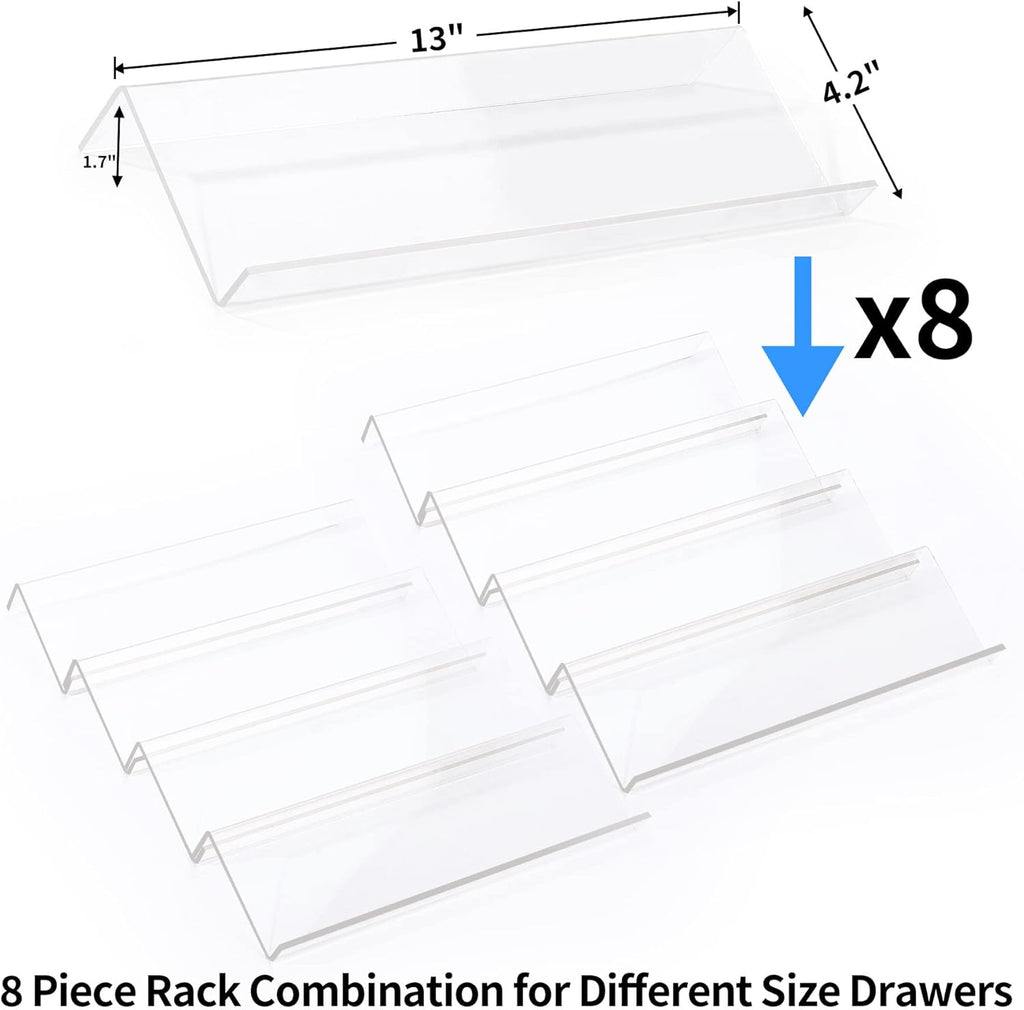 Clear Acrylic Spice Drawer Organizer, 4 Tier- 2 Set Expandable From 13" to 26" Drawer Seasoning Organizer, Kitchen