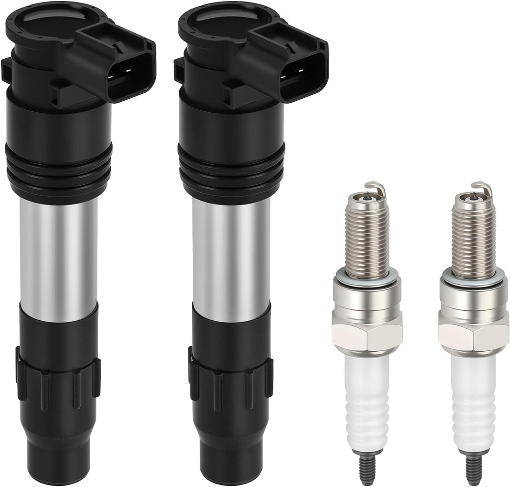2Pcs Ignition Coils & Iridium Spark Plug for Kawasaki Ver-sys Nin-ja Vulcan