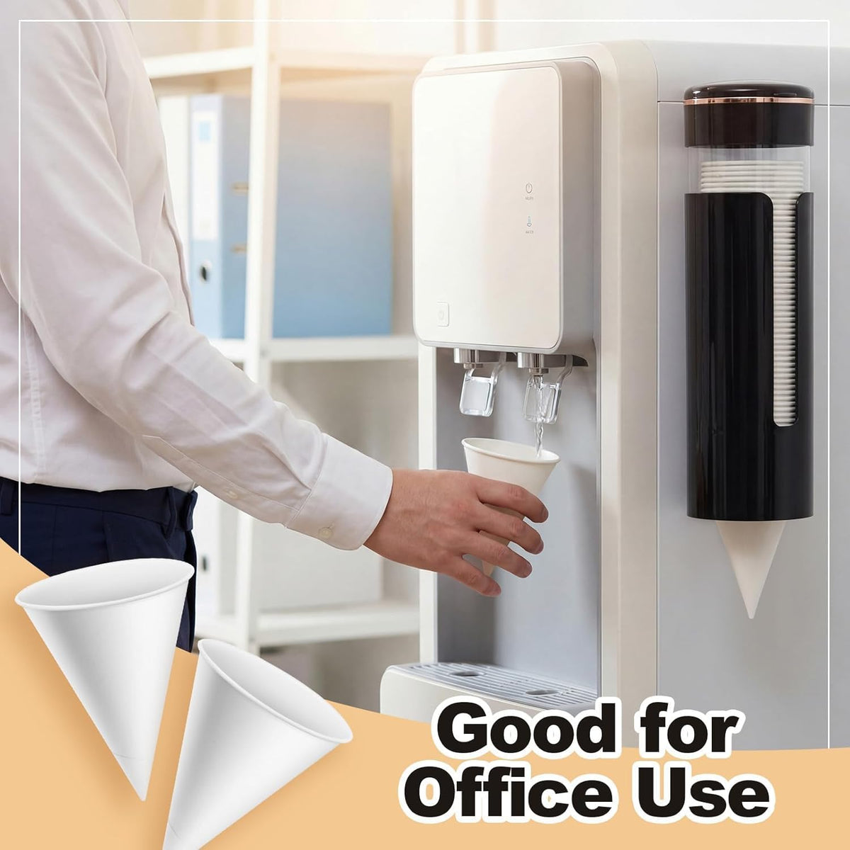 600 Pcs 4 oz Paper Cone Water Cups with Cup Dispenser, Black