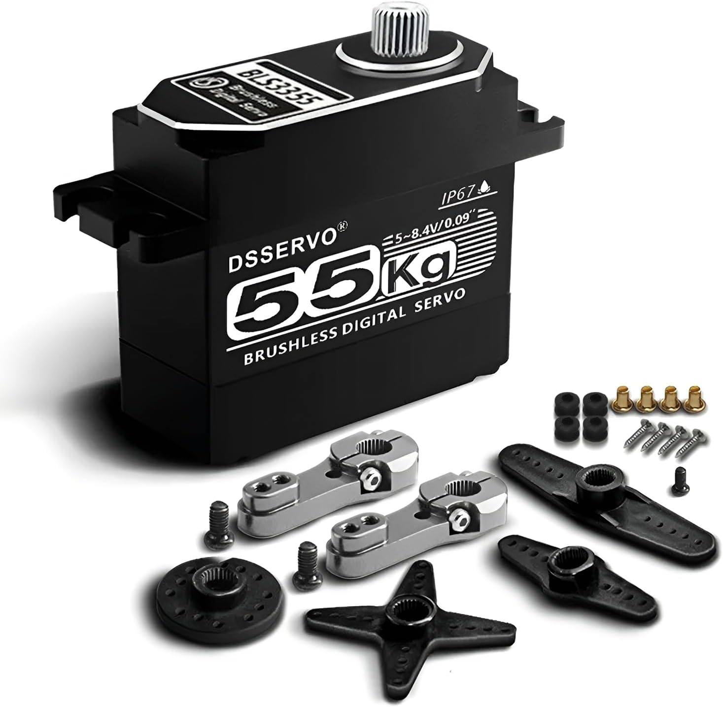 Brushless Servo 55KG Servo Full Metal High Torque Servo Digital RC Servo Motor for TRX4 TRX6 SCX10 III VS4-10 GEN7