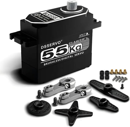 Brushless Servo 55KG Servo Full Metal High Torque Servo Digital RC Servo Motor for TRX4 TRX6 SCX10 III VS4-10 GEN7