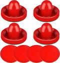 Air Hockey Pushers and Red Air Hockey Pucks, Goal Handles Paddles Replacement Accessories for Game Tables (4 Striker
