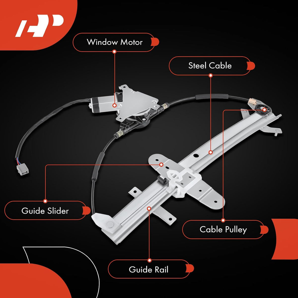 A-Premium Rear Driver Side Power Window Regulator with Motor Assembly