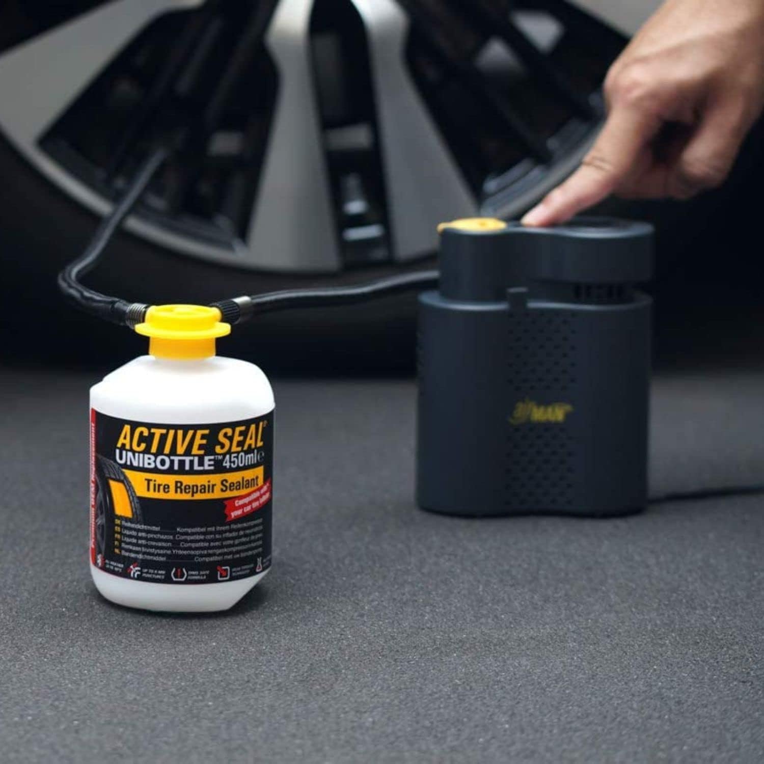 Tire Repair Sealant 450ml UNIBOTTLE - Tire Sealant for Car Tire Repair, Flat Tire Repair Kit Alternative, Works with