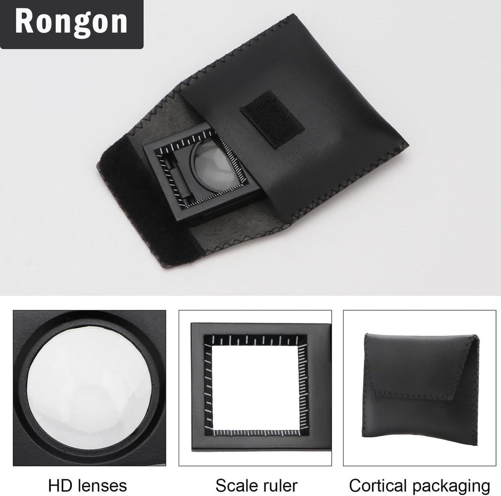 10X 28MM Pocket Magnifier Small Folding Jewelers Loupe | Three-folding Magnifying Glass with storage bag, mini