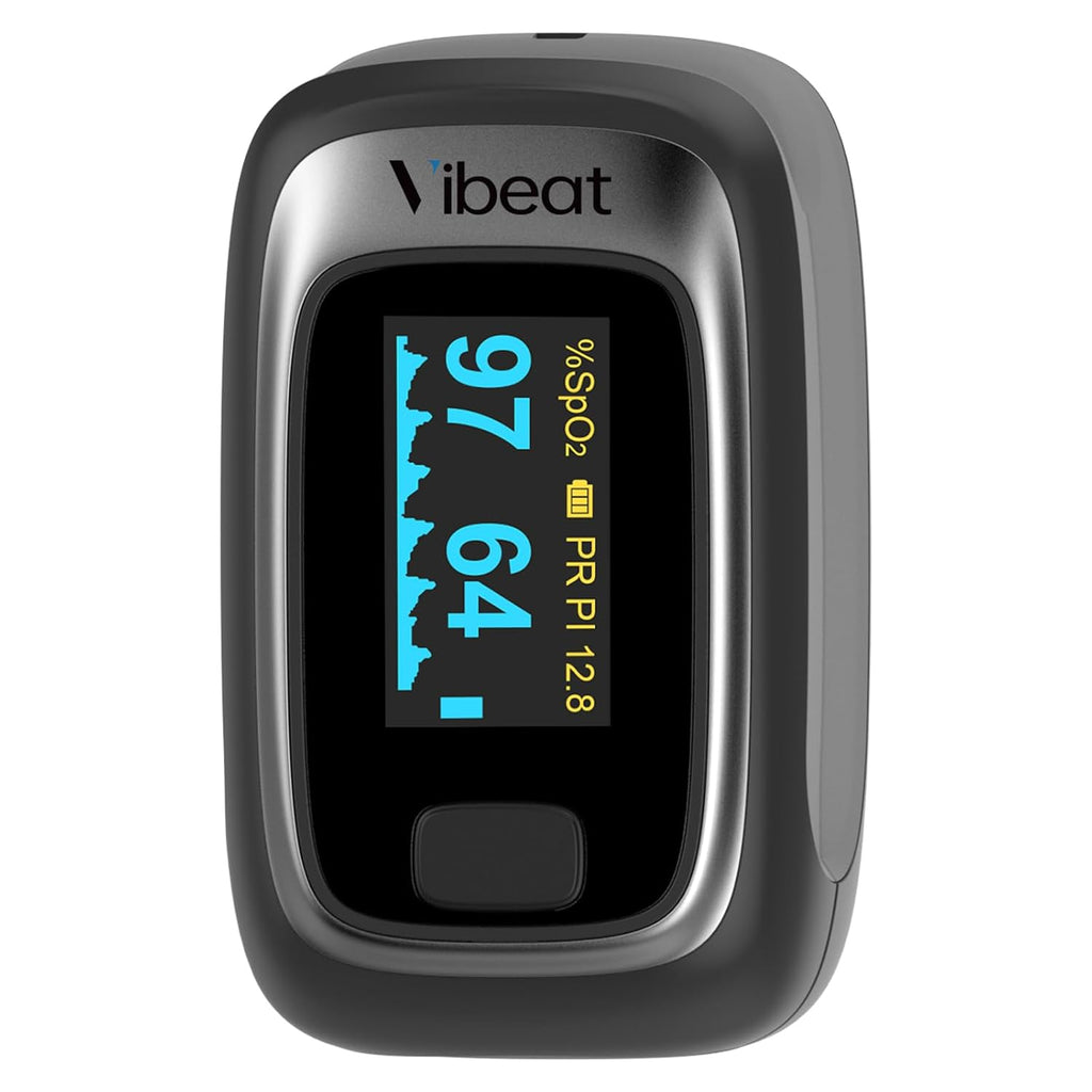 Fingertip Pulse Oximeter, Blood Oxygen Saturation Monitor, Finger O2 Sensor with Pulse Rate, Batteries and Lanyard