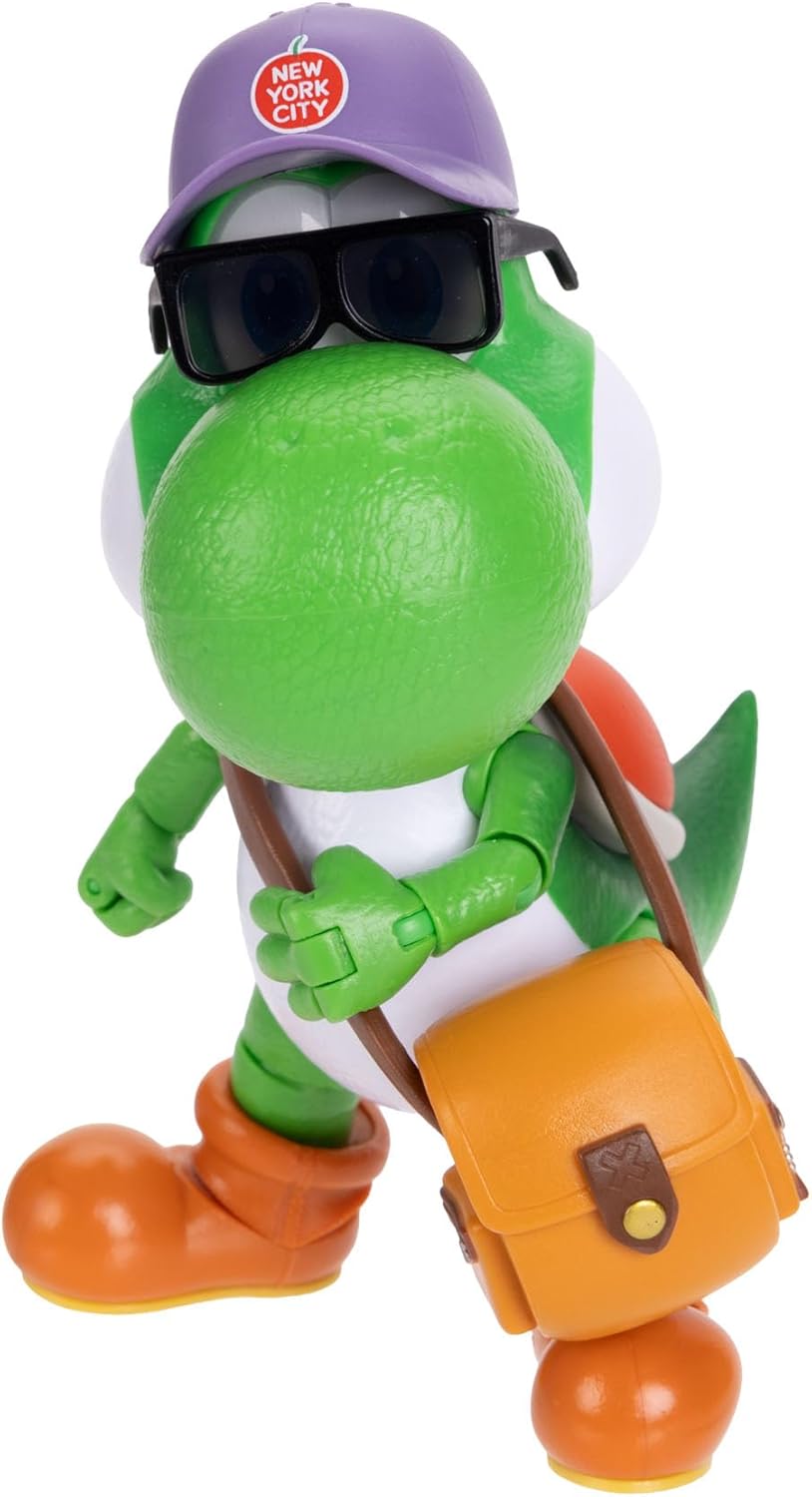 The Super Mario Galaxy Movie 5” Action Figures Series 1 – Yoshi Figure with Hat, Sunglasses, and Satchel Accessories