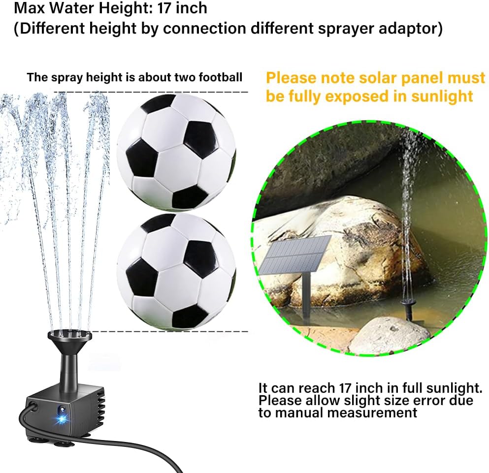 Upgraded Solar Fountain Pump Kit with Ground Stake for Bird Bath