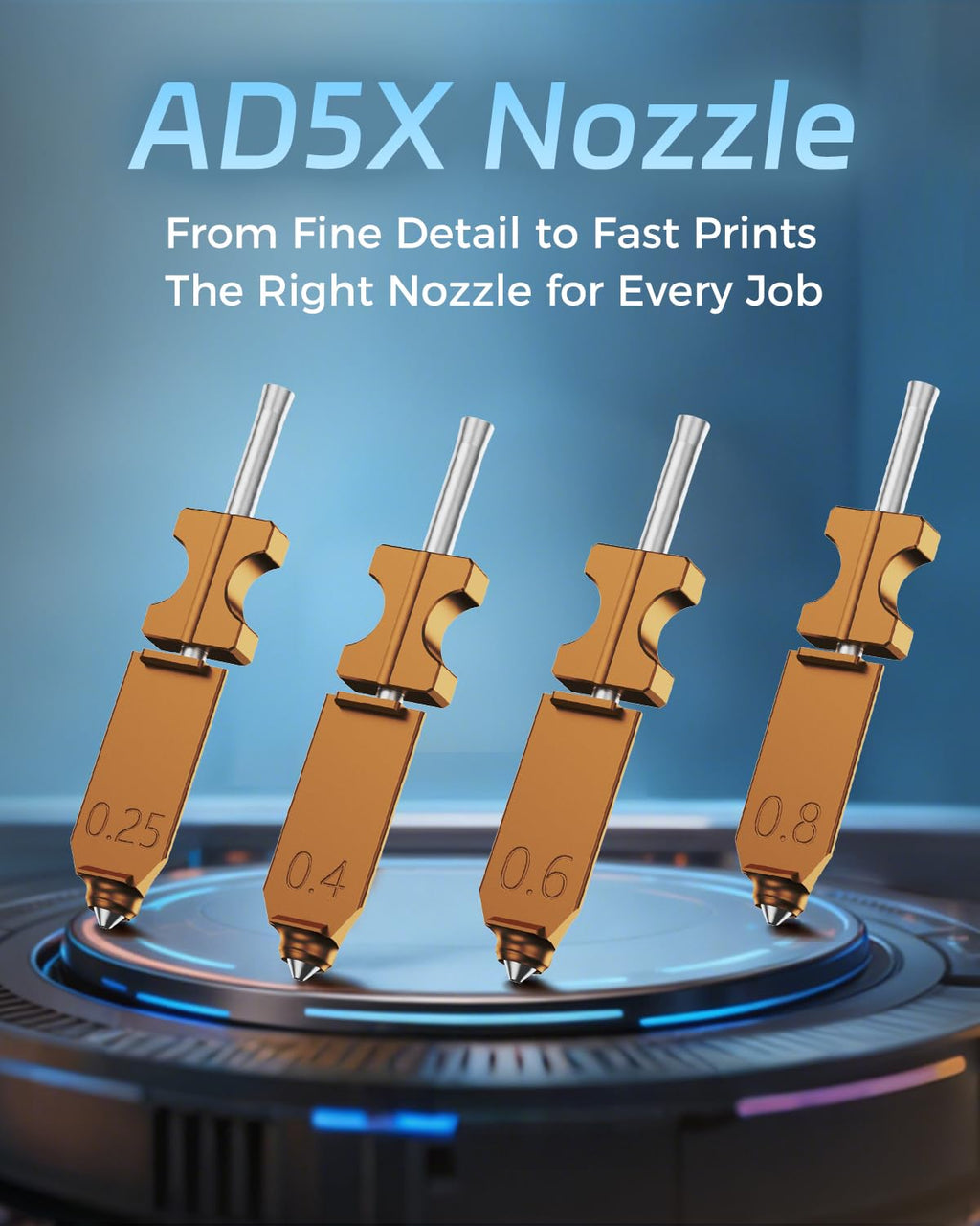 AD5X 3D Printer Hardened Nozzle, High Flow 32mm³/s Hotend Kit, High-Speed 3D Printer Part (Hardened-0.6 mm)