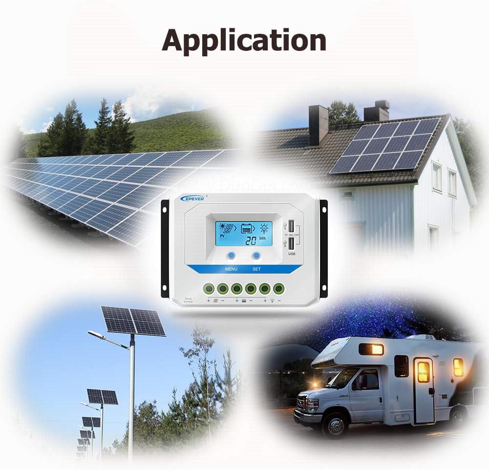 Solar Charge Controller 30A 12V/24V Auto Work, Solar Panel Solar Charge Controller PWM Regulator with LCD Display and