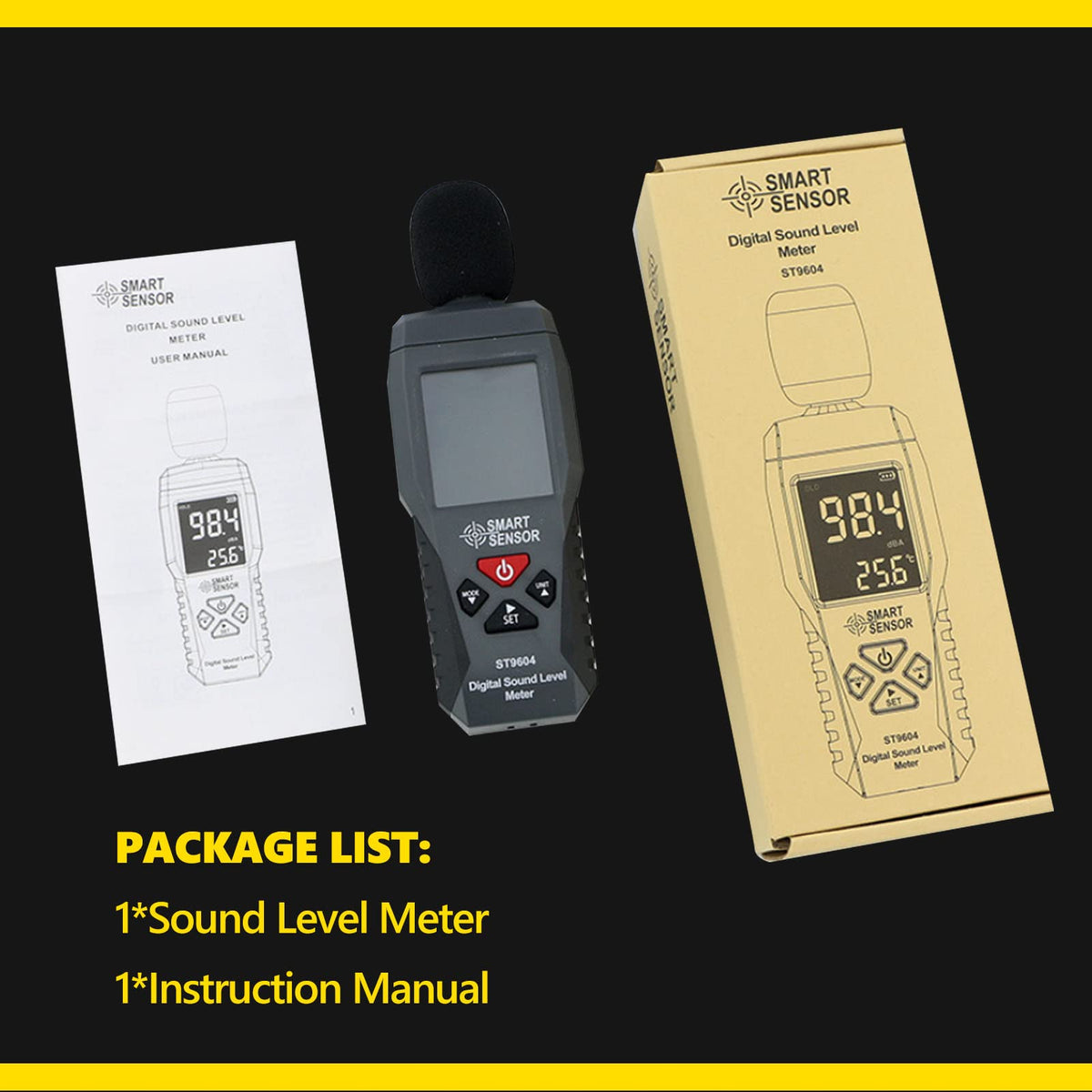 Sound Level Meter 30-130dBA Range Min Hold 4-Digit